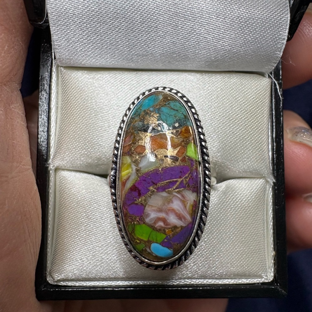 Ring Candy Crush Vibrant Multicolor Turquoise 925 Sterling Silver